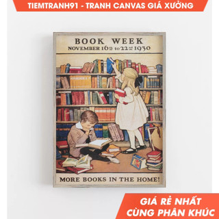 Tranh treo tường, Books Print, Book Week Poster, Book Readers Wall Art, Vintage Wall Art, tặng kèm đinh treo