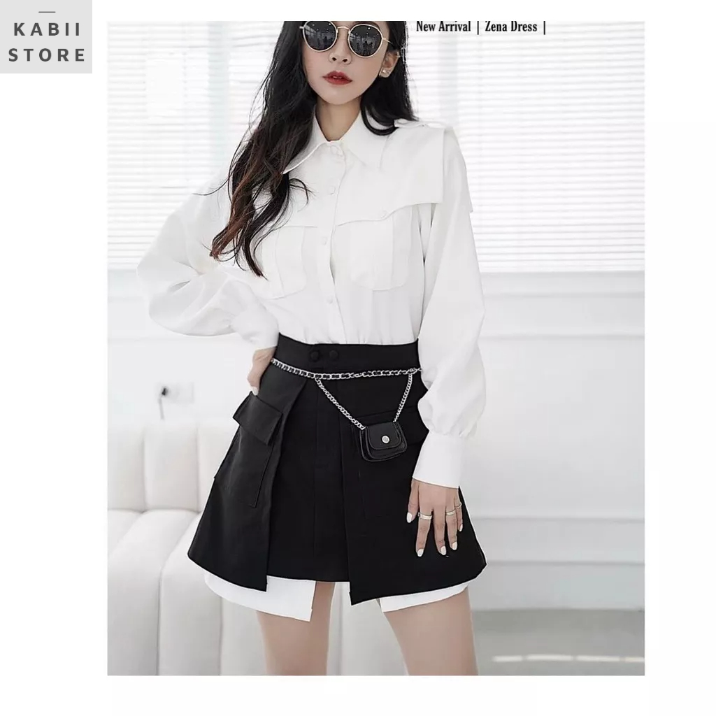 Váy sơ mi thiết kế cúc bọc ZARA, chất vải mango co giãn nhẹ size SML