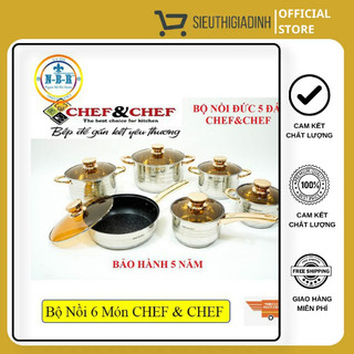 Bộ nồi Chef&Chef 6 món vung kính cao cấp