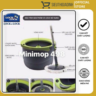 (Sẵn Hàng)Bộ chổi lau nhà Lock&Lock,Cây lau nhà xoay tay mini Spin Mop Lock and Lock ETM498