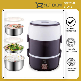 Hộp cơm cắm điện,Hộp cơm giữ nhiệt 3 tầng Inox 304 cao cấp - Sieuthigiadinh2020