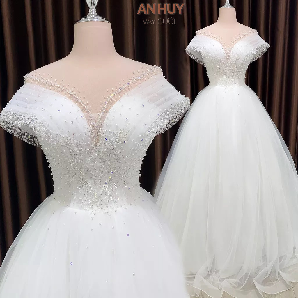 Váy chữ A lệch vai có đường viền cổ áo V tùng suông nhẹ nhàng dạ hội tiệc đi bàn đám cưới 2023 mã TW111