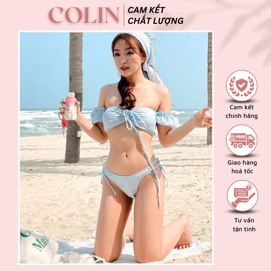 Set Bikini 3 Chi Tiết Bẹt Vai Blue Baby - Đồ Bơi Đồ Đi Tắm Biển Hai Mảnh Thời Trang Sexy Quyến Rũ | BigBuy360 - bigbuy360.vn