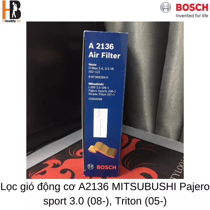 Lọc Gió Động Cơ BOSCH A2136 Dành cho xe Mitsubishi Pajero sport 3.0 (08-), Triton (05-), Made in China - Hibucenter