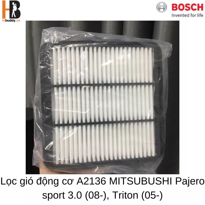 Lọc Gió Động Cơ BOSCH A2136 Dành cho xe Mitsubishi Pajero sport 3.0 (08-), Triton (05-), Made in China - Hibucenter