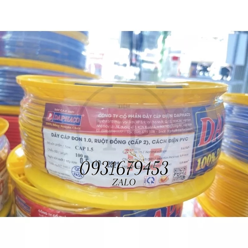 DÂY ĐIỆN DAPHACO LION CAP 0.75 , 1.5 ,2.5 , 4.0 -  CUỘN 100m