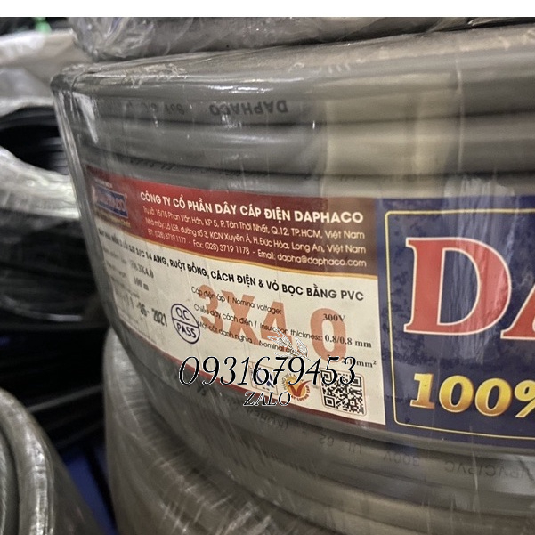 DÂY ĐIỆN DAPHACO 3 lõi - 3x1.5 , 3x4 , 3x6.0