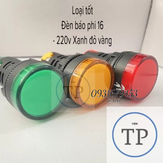 Đèn báo 220v pha ad16-16c phi 16 220v xanh đỏ vàng led lắp tủ điện