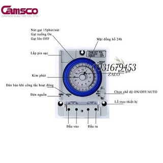 [Hàng tốt] Timer Camsco - Công Tắc Hẹn Giờ Cơ Timer 24H