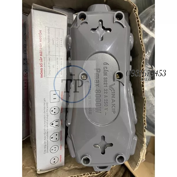Ổ cắm điện VINAKIP siêu chịu tải 8000w không dây S021 chính hãng