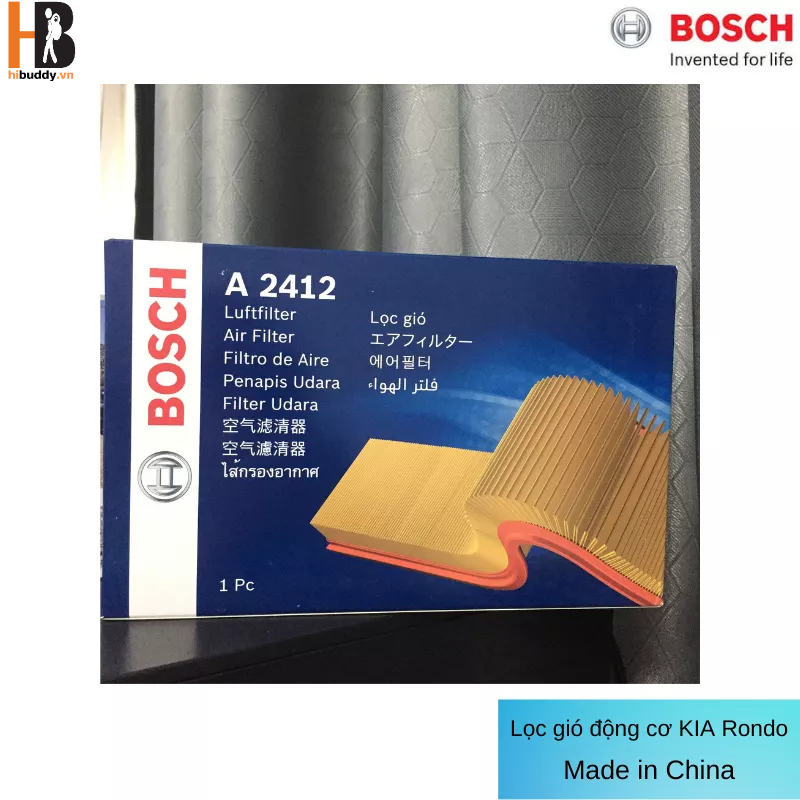 Lọc Gió Động cơ BOSCH A2412 Dành cho Xe Hyundai Tucson (09-15), KIA Sportage Rondo Diesel (13-). Xuất xứ China