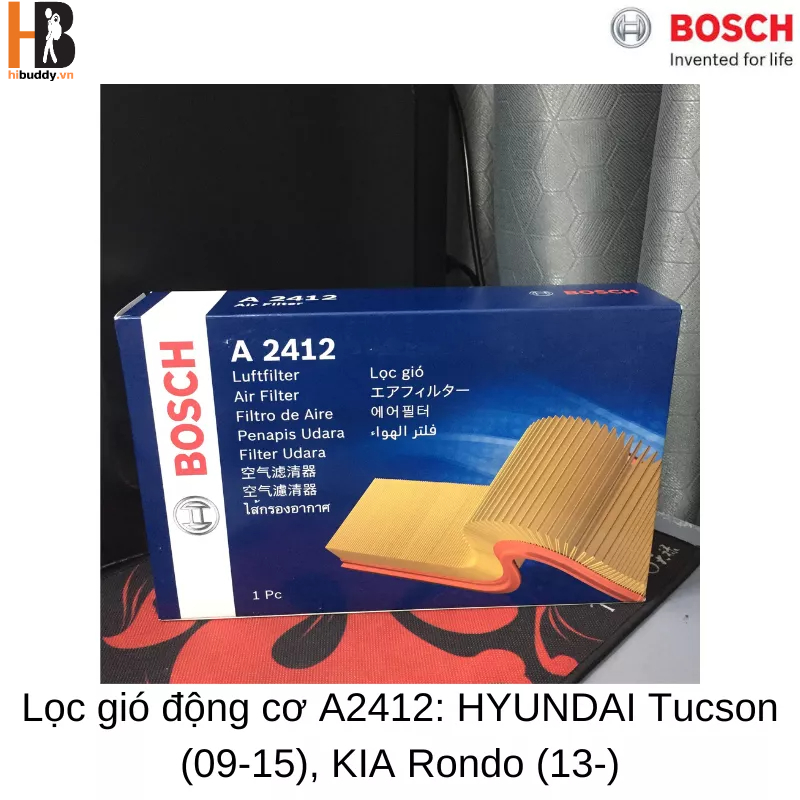 Lọc Gió Động cơ BOSCH A2412 Dành cho Xe Hyundai Tucson (09-15), KIA Sportage Rondo Diesel (13-). Xuất xứ China