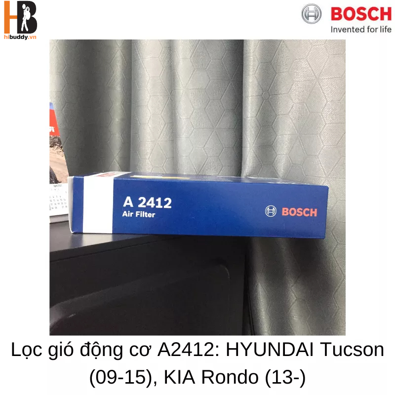 Lọc Gió Động cơ BOSCH A2412 Dành cho Xe Hyundai Tucson (09-15), KIA Sportage Rondo Diesel (13-). Xuất xứ China