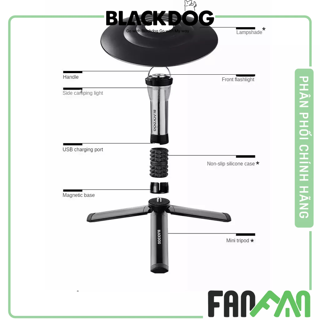 Đèn pin cắm trại BlackDog 2.0 BD-LYD003 | Đèn treo lều lighthouse và phụ kiện