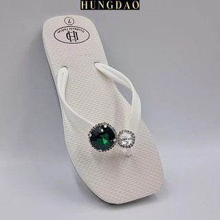 Dép nữ xỏ ngón mũi vuông HD đính đá mix màu xinh mang đi du lịch có đế chống trơn trượt đủ size nhiều màu