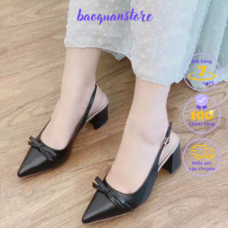Sục nữ gót vuông bít mũi tiểu thư dễ thương 5cm