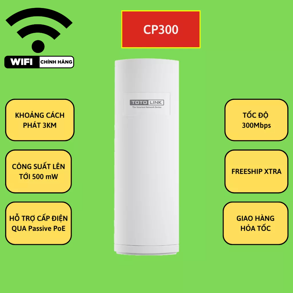 Cục phát wifi ngoài trời access point Totolink CP300 chuẩn N tốc độ 300Mbps hàng xả kho không bảo hành