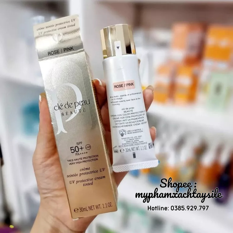 SẴN - Kem Chống Nắng Nâng Tone Cle De Peau Protective UV Cream Rose SPF50 PA++++ 30ML
