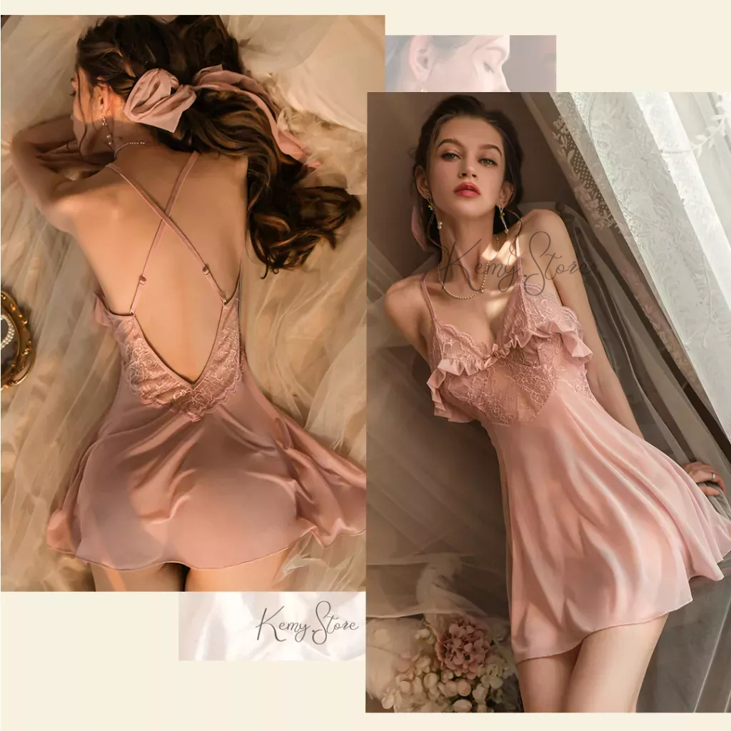 Váy ngủ sexy gợi cảm voan phối ren, đầm ngủ sexy xuyên thấu quyến rũ KV008, Size 40-60kg | BigBuy360 - bigbuy360.vn
