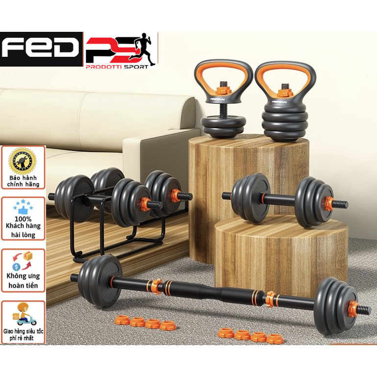 [CHÍNH HÃNG] Bộ Tạ Tay FED 40kg-130240 điều chỉnh 6 in1 đa năng các bài tập gym tăng cơ bắp.