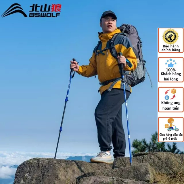Gậy leo núi trekking BSWOLF DL015 gấp khúc dùng phượt, dã ngoại đa năng dành cho nam và nữ tiện lợi