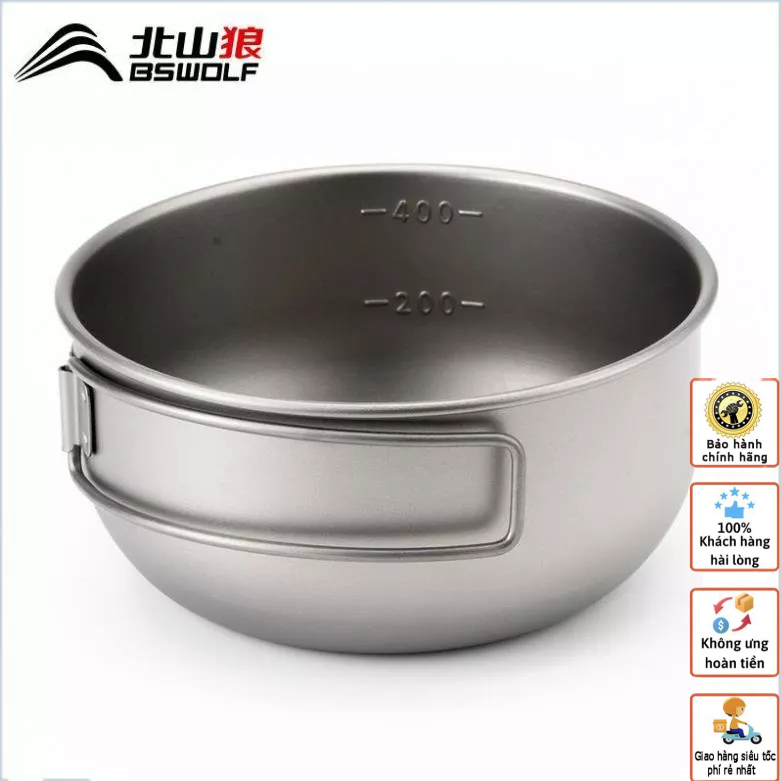 Bát du lịch, dã ngoại gấp gọn BSWOLF SK052. Chất liệu Titanium. Tráng men chống dính.tiện lợi