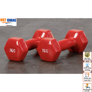 Bộ Tạ Tay Nữ 3kg Bọc Cao Su Tập Gym (Tổng 6kg) Màu Ngẫu Nhiên