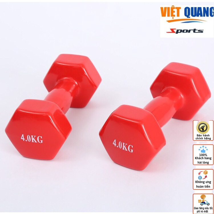 Bộ Tạ Tay Nữ 4kg Bọc Cao Su Tập Gym (Tổng 8kg) Màu Ngẫu Nhiên