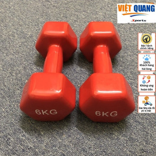 Bộ Tạ Tay Nữ 6kg Bọc Cao Su Tập Gym (Tổng 12kg) Màu Ngẫu Nhiên