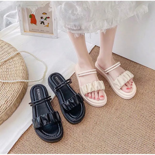 Giày sandal quai hậu nữ đế bằng quai nhún đi học đi chơi