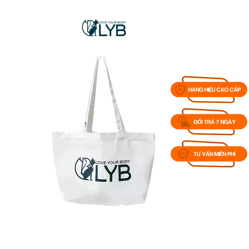 Túi vài canvas đơn giản tiện lợi màu trắng LYB - FW22-A00024