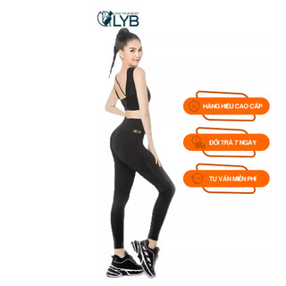 Đồ tập gym yoga nữ LYB với áo crop form ôm không tay phối quần legging dài màu đen