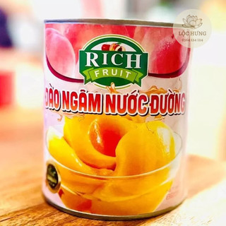 Đào ngâm đóng lon rich 825g