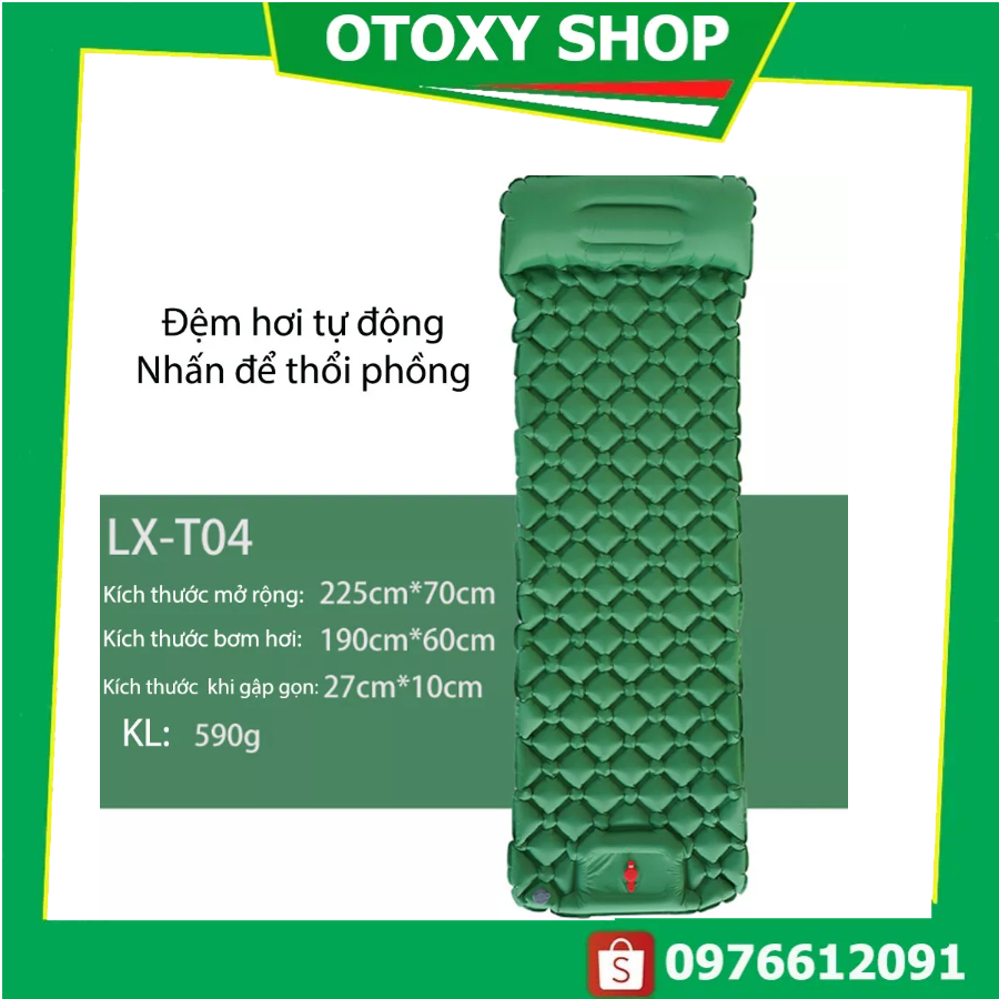 Đệm hơi dã ngoại tự động bơm, Đệm hơi du lịch gập gọn siêu nhỏ gọn, chịu tải tốt, độ bền cao OTOXY