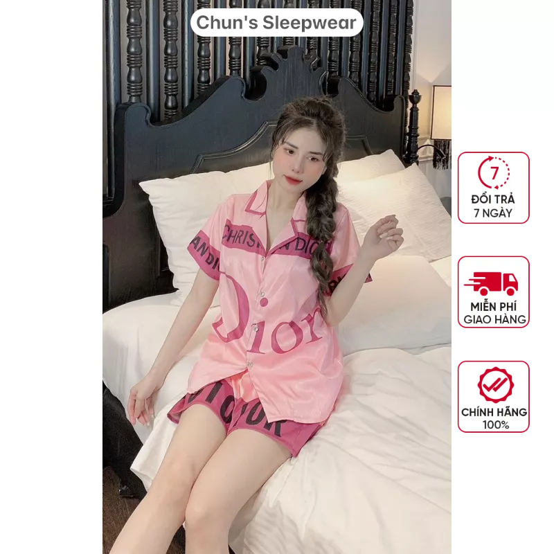Đồ Bộ mặc Nhà Pizama, Lụa Xước thiết kế Cộc Cộc, Chun's Sleepwear