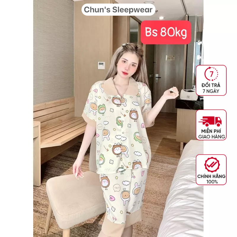 Bộ Bigsize 80kg, Đồ Bộ Mặc Nhà, Bộ ngố lửng., Pizama Chun's sleepwea