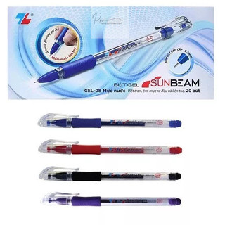 Hộp 20 cây bút gel thiên long sunbeam gel-08 0.5 mm xanh, đỏ, tím, đen.