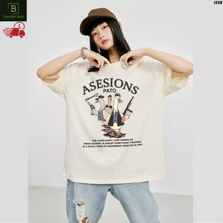 Cao cấp - Áo thun tay lỡ unisex nam nữ oversize in hình 3 chú Vịt vui nhộn