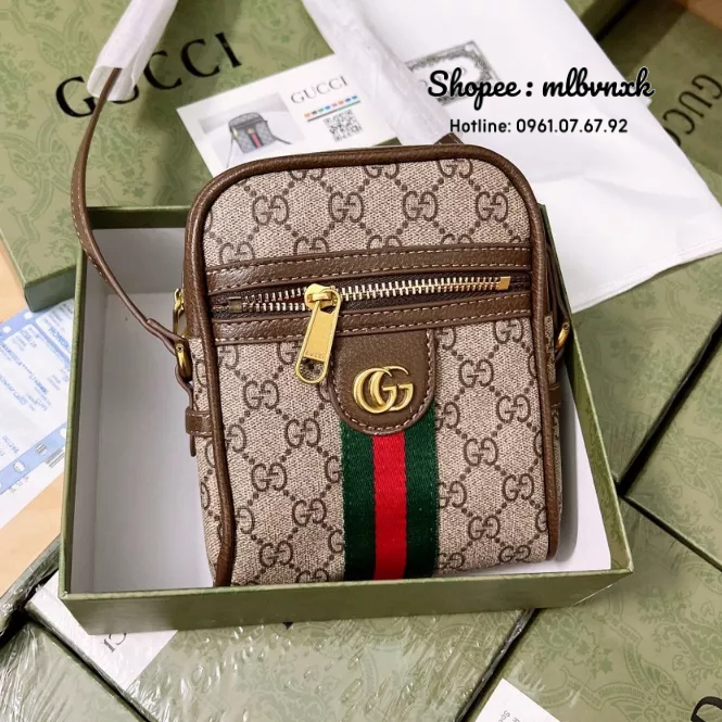 ẢNH THẬT / FULLBOX - Túi Đeo Chéo Gucci Nam Code Hãng, Bill, Thẻ, Túi Lụa - GUCCI DỌC