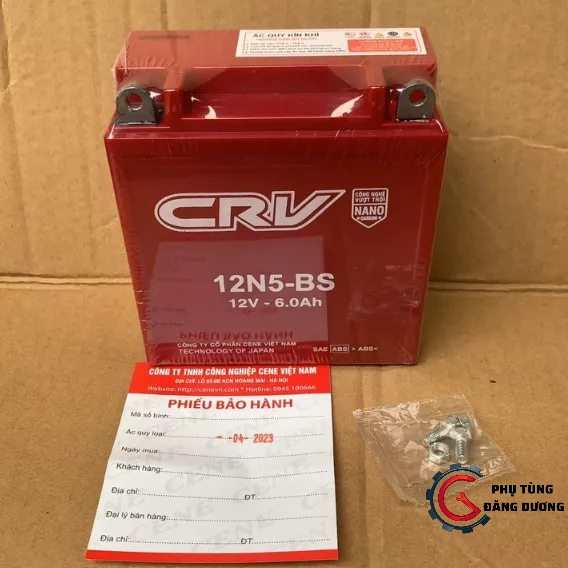 Bình ắc quy khô NHẬT BẢN CRV-12N5- 12V-6Ah cho xe máy