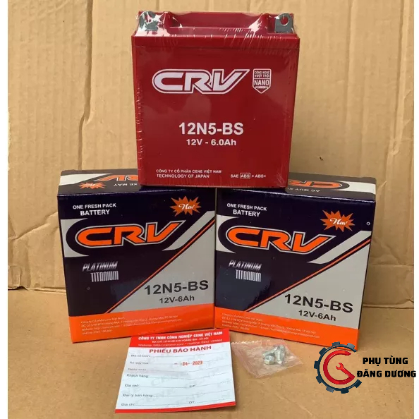 Bình ắc quy khô NHẬT BẢN CRV-12N5- 12V-6Ah cho xe máy