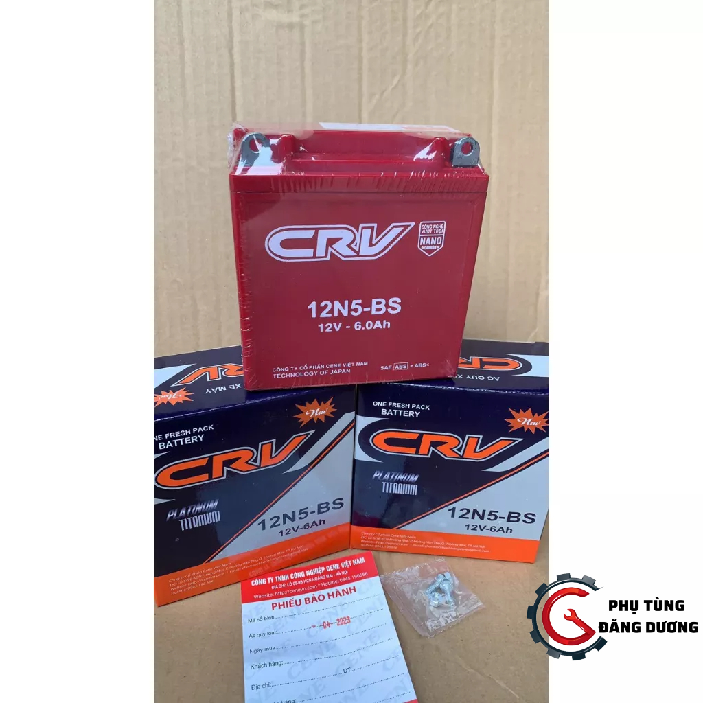Bình ắc quy khô NHẬT BẢN CRV-12N5- 12V-6Ah cho xe máy