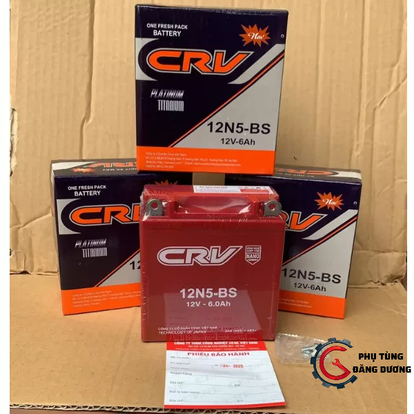 Bình ắc quy khô NHẬT BẢN CRV-12N5- 12V-6Ah cho xe máy