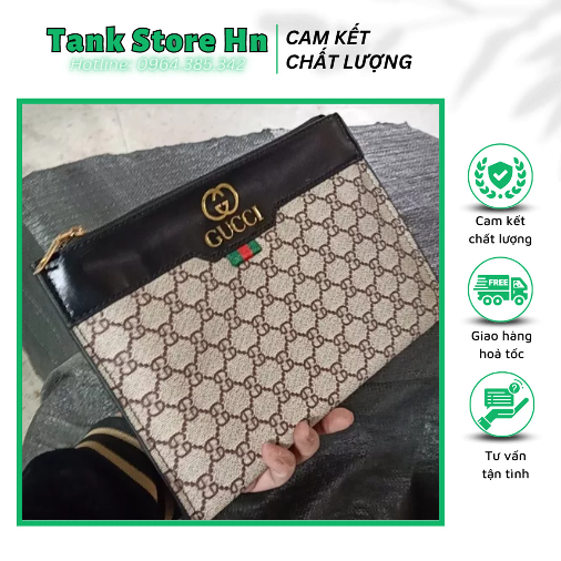 Ví Cầm Tay GUCCl Thời Trang Unisex, Ví Dài 1 Ngăn Lớn Và Nhiều Ngăn Phụ Nhỏ, Có Dây Cầm Bằng Da Full Box