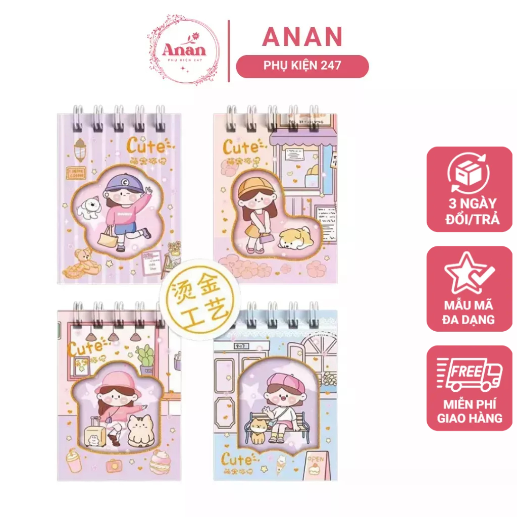 Vở lò xo, Sổ lò xo kép kẻ ngang 70 trang, sổ tay mini, sổ nhỏ, sổ gáy xoắn cho bé của Anan mart – Phụ kiện 247