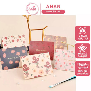Thiệp Cổ điển Vintage in họa tiết hoa nhí giấy art sang trọng kèm phong bì giấy kraft nâu