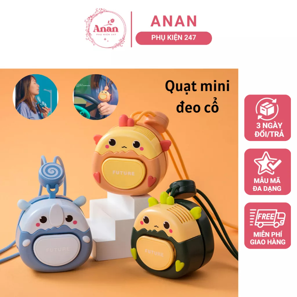 Quạt Mini Đeo Cổ Không Cánh Sạc USB Thiết Kế Hình Trứng Dễ Thương Nhỏ Gọn Tiện Lợi Cho Mùa Hè Anan Mart
