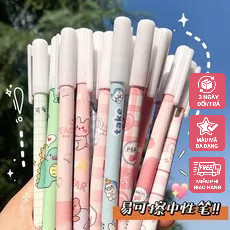Bút nước dễ thương có nắp kèm đầu xoá mực bút đầu 0.5mm có thể thay thế ngòi bút Anan Mart