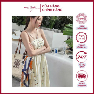 Váy hai dây cổ yếm tiểu thư, váy đi biển maxi bầu cũng mặc được cực xinh