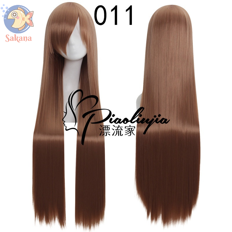 Tóc giả cosplay hóa trang 100cm cơ bản đen - nâu đen lưới hoa wig Sakana cosplay